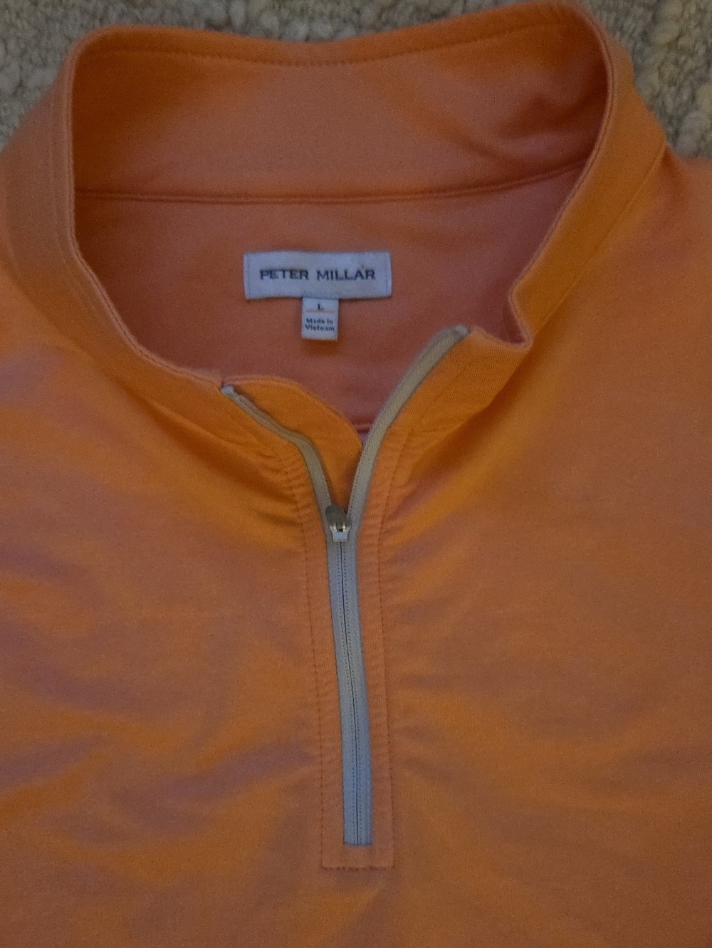 NWOT Peter Millar Men's Perth Performance Quarter Zip Pullover Peach/Apricot,  L